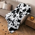 thumbnail image 2 of PiccoCasa Cow Printed Soft 300GSM Flannel Throw Blanket Sofa Bed Black 59" x 79", 2 of 7