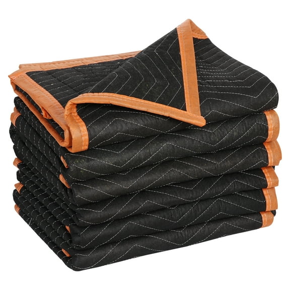 Superdeal Heavy-Duty Non-Woven Fabric Recycled Cotton Moving Blanket, 39" x 72", Black and Orange