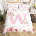 thumbnail image 2 of Erosebridal Housse de Couette Initiale Monogrammée Très Grand, Housse de Couette Florale à Roses Très Grand, Lettre Décorative pour la Chambre, Réversible, Super Douillette, 3 Pcs (Sans Couette), 2 of 7