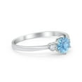 thumbnail image 2 of Three Stone Art Deco Ring Aquamarine Cubic Zirconia White Gold 925 Sterling Silver, Size 9, 2 of 4