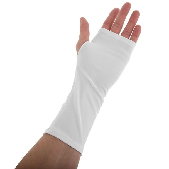 LOLIPPYY 1 Pair Women's Cold Weather Arm Warmers Lightweight Design White Fabric For Running