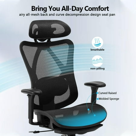 Deluxe Ergonomic High Back Mesh Office Chair Executive Chairs With Headrest Footrest And Versatile Adjustments Capacity Up To 275 Lbs Black Gray Canada Back Mesh Office Chair Executive Chairs, Deluxe Mesh Ergonomic Office Chair With Headrest