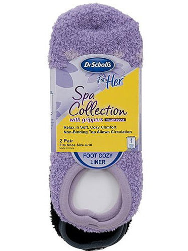 Black/Pink Shoe Size: 4-10 Vitamin E Socks with Silicone Treads Scholls Womens 2 Pack Soothing Spa Low Cut Lavender Dr 