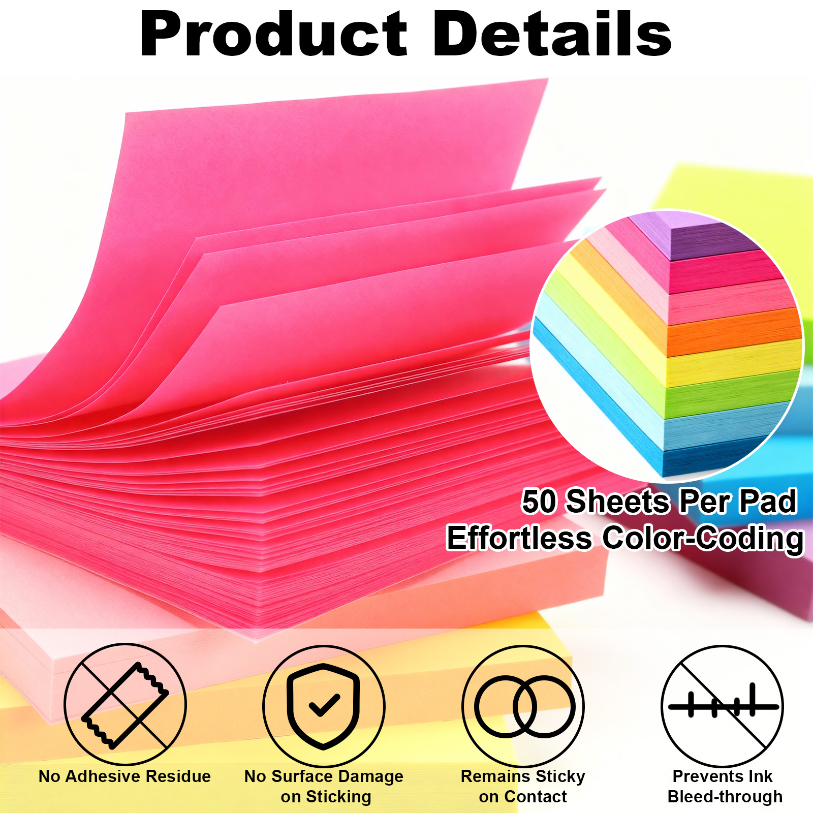 AGCAN 32-Pack Sticky Notes, 3" x 3", Assorted Colors photo 7