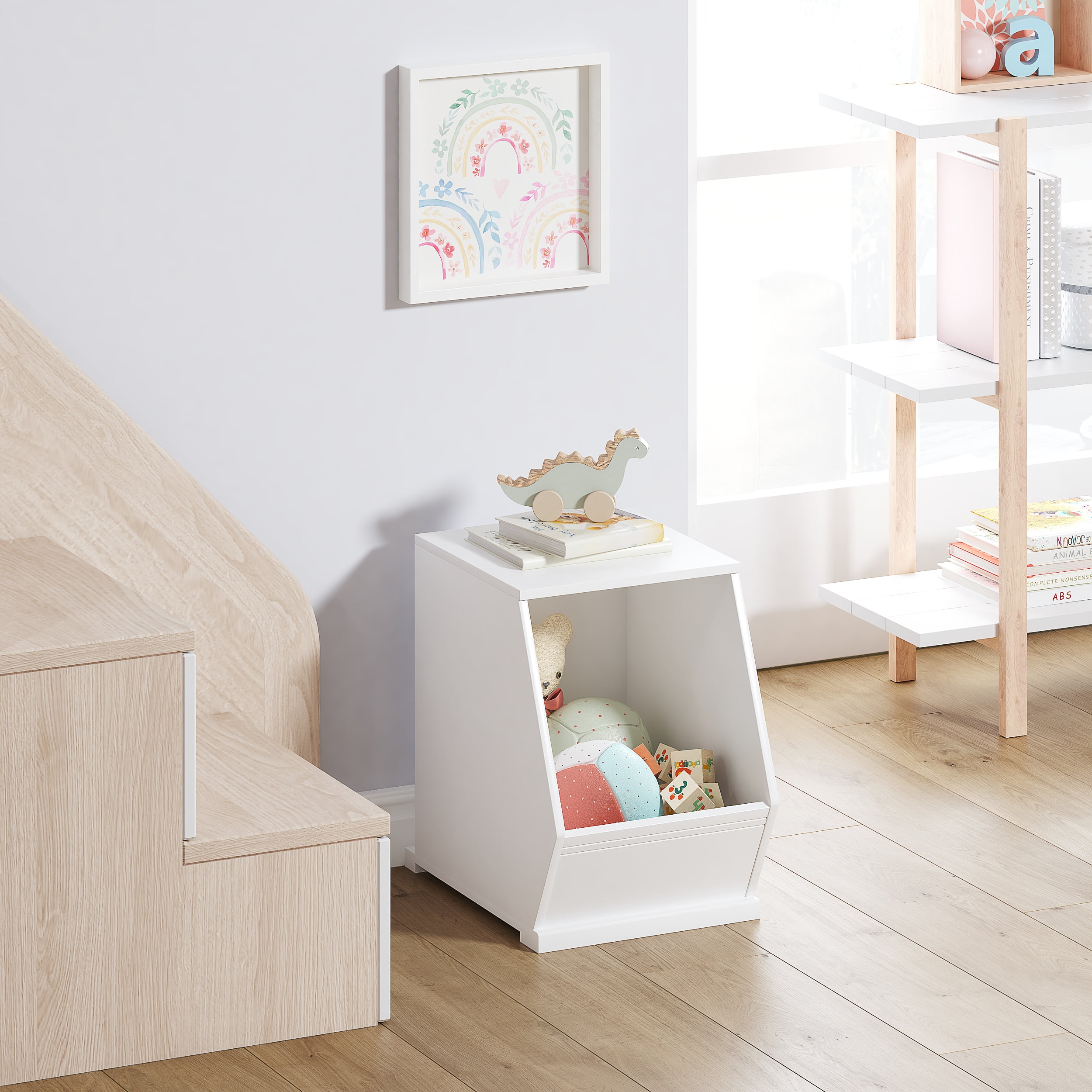 UTEX Toy Storage Organizer,Stackable Kids Toy Storage Cubby,Toy Boxes and Storage for Playroom,Bedroom,Nursery School,White