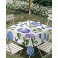 thumbnail image 3 of Square Outdoor Tablecloth with Umbrella Hole Purple Hydrangeas Outside Table Cloth Waterproof Patio Table Cover Spring Botanical Garden Florals Zipper Tablecloths for Picnic Party Camping 60x60 Inch, 3 of 8