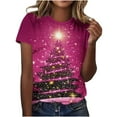 thumbnail image 3 of Craaazy Women's Shirts Christmas Printed Short Sleeved Round Neck Top Gifts, 3 of 5