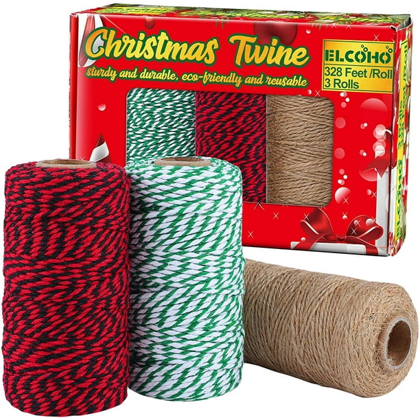 3 Rolls Christmas Twine Natural Jute String Cotton Twine for Gift