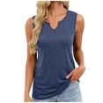 thumbnail image 3 of Women's Summer Sleeveless V Neck Camisole Tops Shirts Blouses Solid Color Soft Stretch Casual Daily Wear Vacation Beach Loungewear Fashion Essential Gift for Women | CSEONE,Navy L, 3 of 9