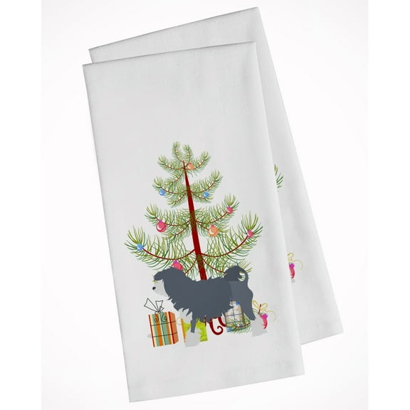 Lowchen Merry Christmas Tree White Kitchen Towel Set of 2 Dish Towels