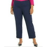 JM Collection Women's Plus Size Ankle-Laced Pull-On Pants Blue Size 14W