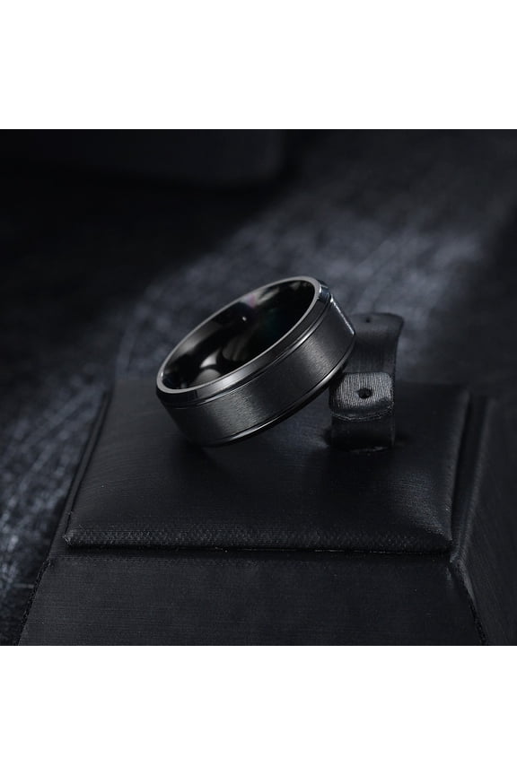 1 pc 201 Stainless Steel Finger Rings for Men Black 8mm US Size 11 1/4(20.7mm)