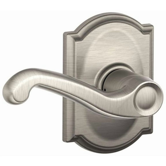 Schlage F10 FLA 619 CAM Camelot Collection Flair Passage Lever, Satin Nickel