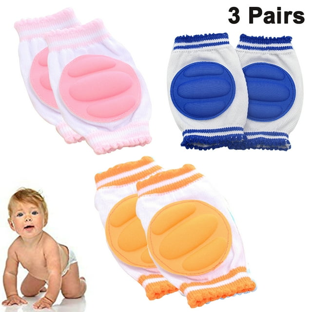3 pares de rodilleras antideslizantes para bebés, rodilleras ajustables para bebés que caminan, rodilleras transpirables para bebés que gatean para mayor protección.
