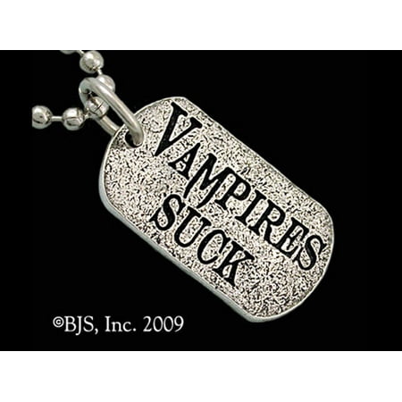 Supernatural Silver RBI Necklace Vampires Suck Dog Tags of Medieval Supernatural Allegiance Made of Sterling Silver ()