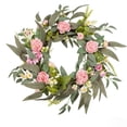 thumbnail image 3 of Pink Rose Daisy Eucalyptus Wreath 19.6 Inch Spring Summer Front Door Decor For Porch Window And Home Decor, 3 of 9