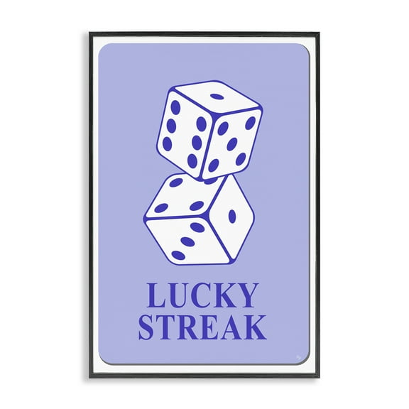 Stupell Industries Blue Lucky Streak Dice Entertainment Painting Black Framed Art Print Wall Art, 12 x 18