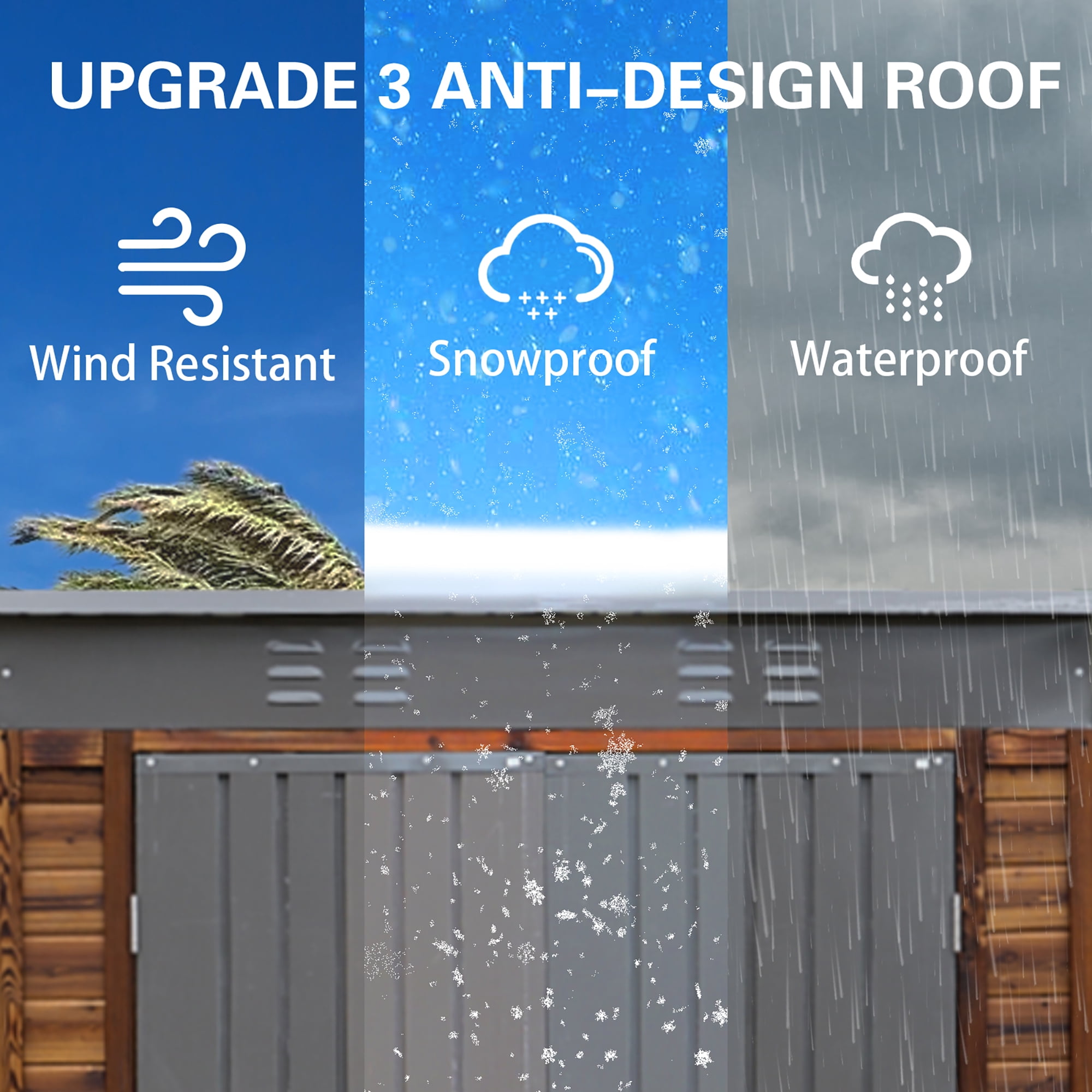 5 ft. W x 3 ft. D Outdoor Iron & Solid Wood Lean-To Tool Storage Shed with Two Doors and Windows