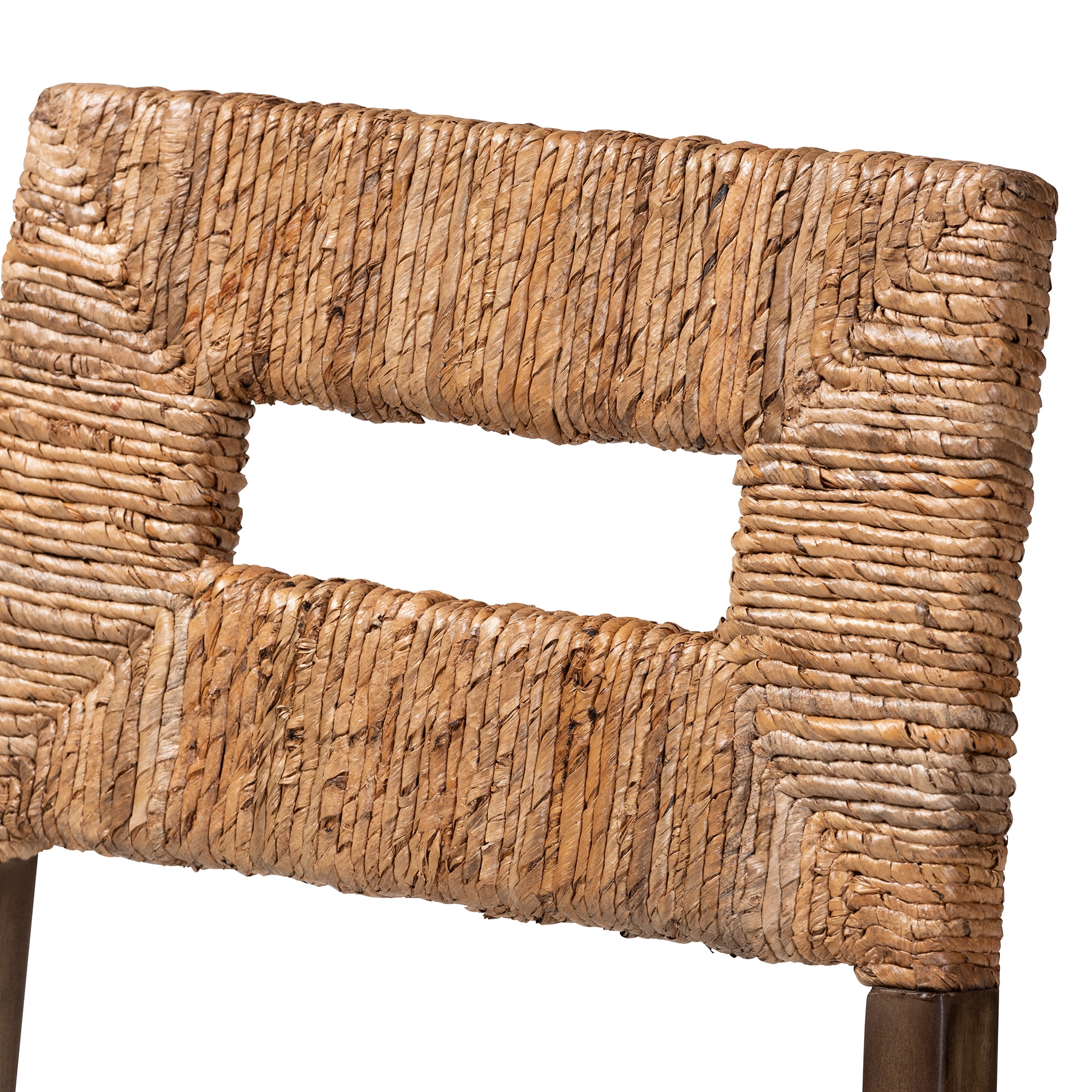 bali & pari Porsha Modern Bohemian Dark Brown Finished Mahogany Wood and Rattan Dining Chair