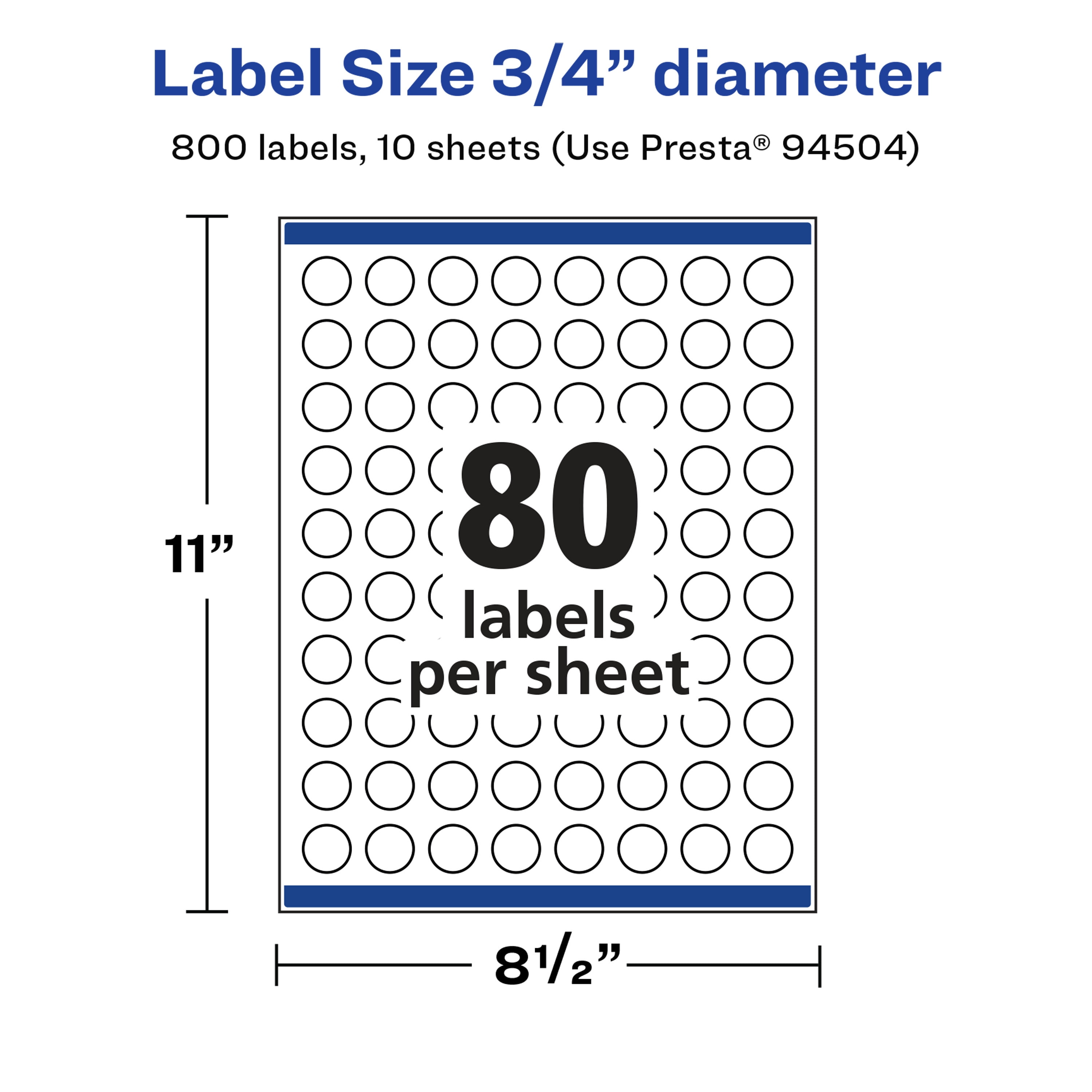 Avery Glossy White Round Labels, 3/4" Diameter, 800 Total