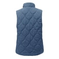 thumbnail image 6 of VISALY Puffer Vest Women Plain Colored Sleeveless Quilted Jacket Lightweight Snap Zip Up Button Stand-Up Collar Down with Pockets Outerwear for Winter Blue L, 6 of 6