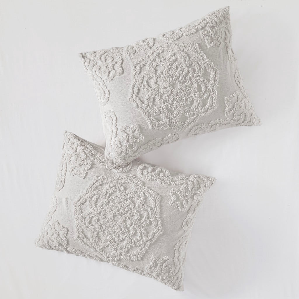 Witaxima King/Cal King 3-Piece Cotton Chenille Duvet Cover Set, Light Gray, Bohemian Style, OEKO-TEX Certified