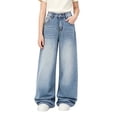 thumbnail image 4 of YUANxueke Girls High Waist Jeans Fashion Straight Wide Leg Denim Pants Casual Fall Winter Outfit Trousers, 4 of 6