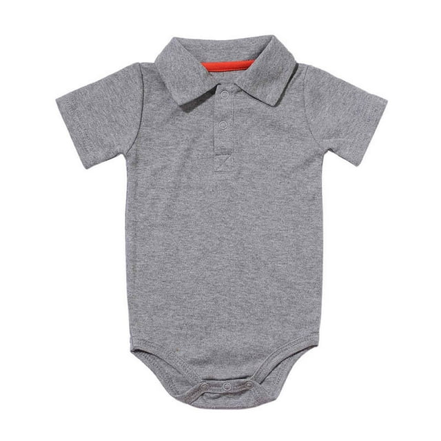 MIASHUI Baby Bodysuit Short Sleeve Polo Collar Romper Gentleman Outfits,Light Gray,6-9 Months