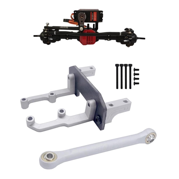 Soporte de servo de metal resistente con varilla de enlace de dirección para piezas de coche de control remoto Axial SCX10 II 90046 1/10 Plata perfke RC CAR SERVO MOUNTE