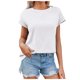 thumbnail image 1 of Top elegante holgado de cuello redondo y manga corta para mujer: camiseta básica informal de verano, hombros regulares, 1 of 7