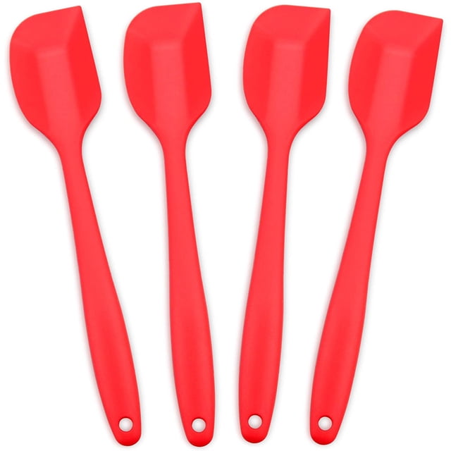Set of 4 Silicone Spatula, 500°F Heat Resistant Seamless Non-Stick Silicone Kitchen Utensils with Stainless Steel Core for Cooking, Baking and Mixing (22cm)