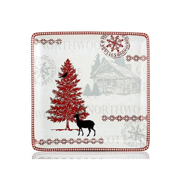 222 FIFTH 1078CR600A1J88 14 in. Northwood Cottage Platter Square&#44; Cream