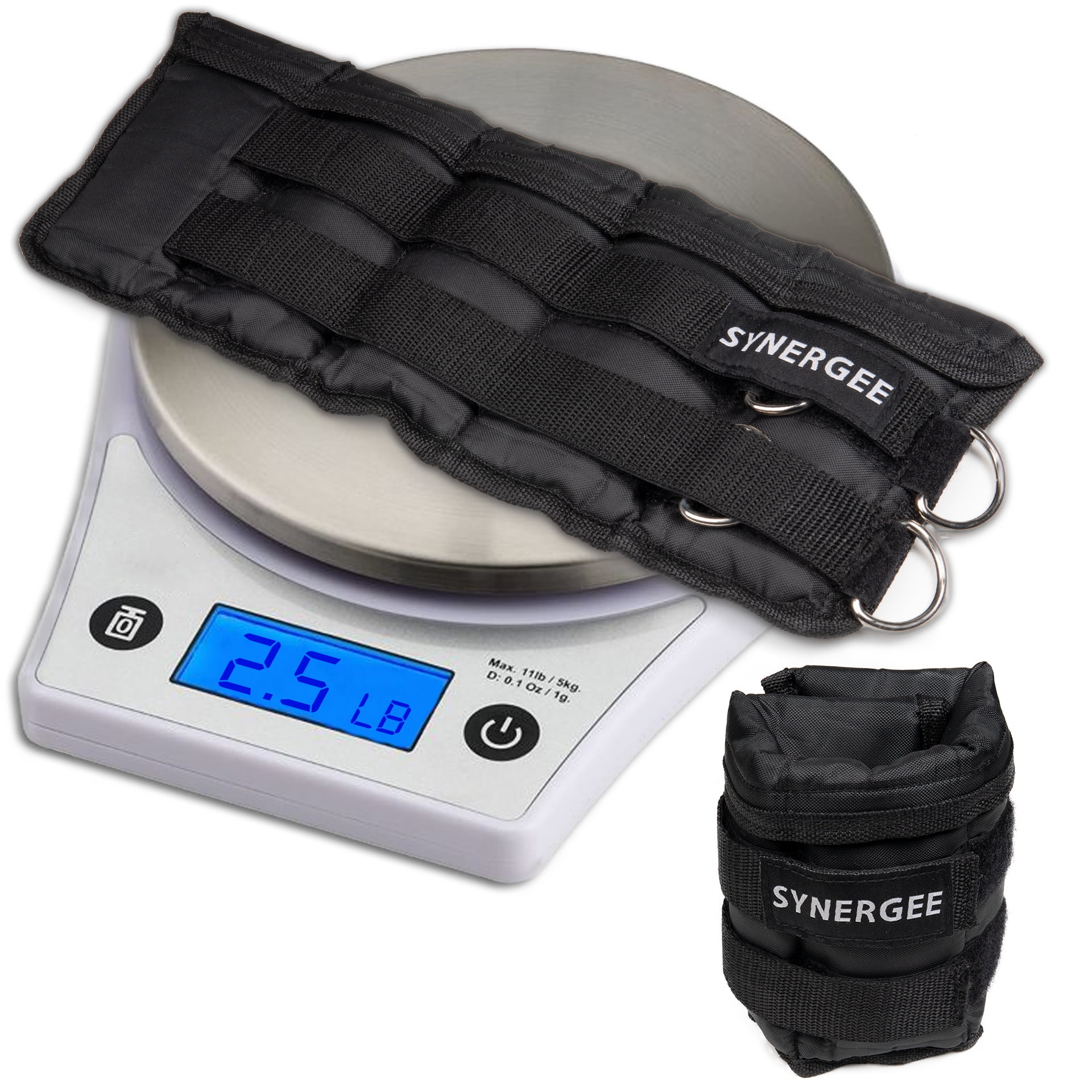 Synergee Comfort Fit 0.5-5lb Adjustable Ankle/Wrist Weights (Set of 2). One Size Fits All.