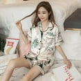 thumbnail image 1 of Summer Cardigan Double Short Printed Set Ice Silk Thin Home Clothes Pajamas, 1 of 5