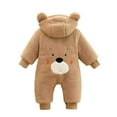 thumbnail image 2 of QUOTAY Baby Romper Winter Thermal Padded Outfit for Boys Warm Lined Bodysuit Long Sleeve Jumpsuit Coffee,90, 2 of 5