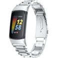 thumbnail image 1 of Bands Compatible with Fitbit Charge 6/Charge 5 Metal Stainless Steel WatchBand-Replacement Classic Durable Solid Link Accessory Buckle Metal Strap Wrist Band for Charge 6/Charge 5 Fitness Tracker, 1 of 6
