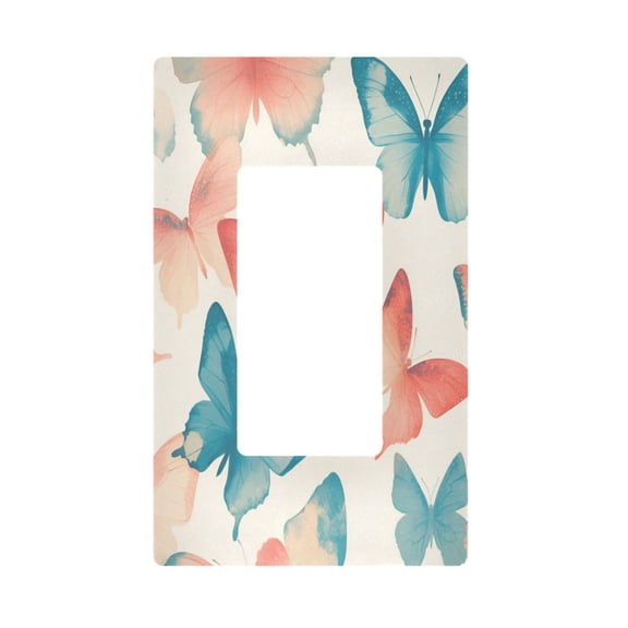 Yayeee Rocker Switch Wall Plate 1-Gang 4.6"x2.9" Home Decorative Outlet Cover, Watercolor Butterflies