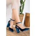 thumbnail image 3 of Colette - Tacones de terciopelo azul verdoso turquesa 22 CM, 3 of 4