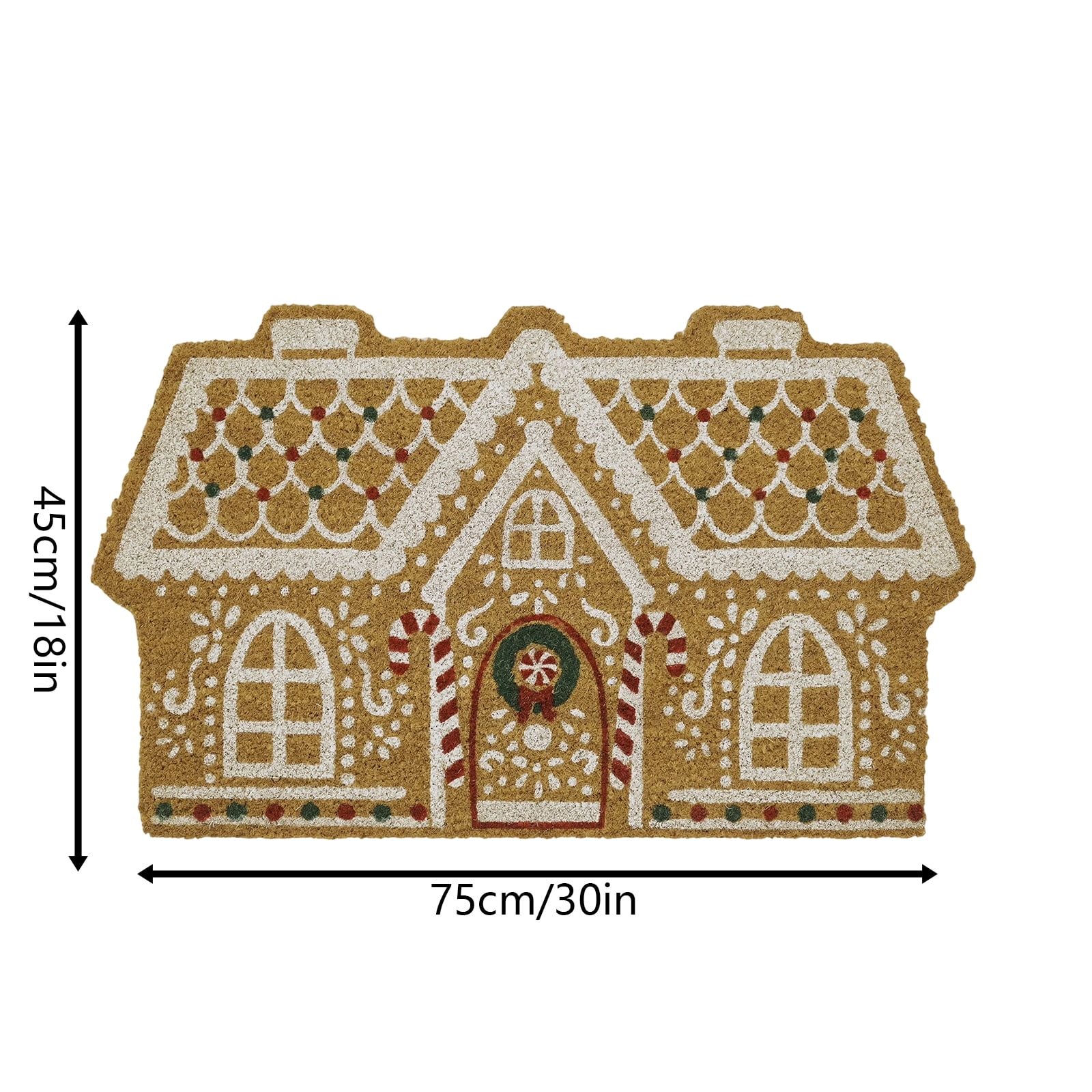 Gingerbread & Candy Cane Festive Holiday Design Welcome Doormat For Christmas And Thanksgiving, Crystal Velvet Fabric Crafted With Exquisite Edging Technology, Soft