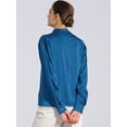 thumbnail image 4 of DARING DIVA Women's Satin Pleated Puff Sleeves Blouses S Blue, 4 of 6