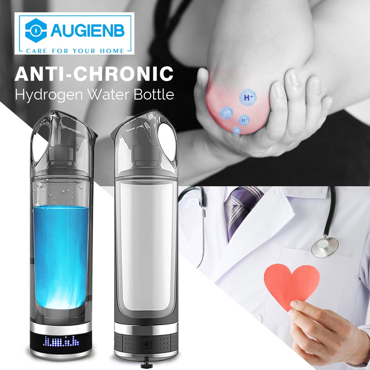 AUGIENB Rechargable Hydrogen-Rich Water Bottle Ionizer Maker Generator Alkaline AUGIENB Rechargable Hydrogen-Rich Water Bottle Ionizer Maker Generator Alkaline