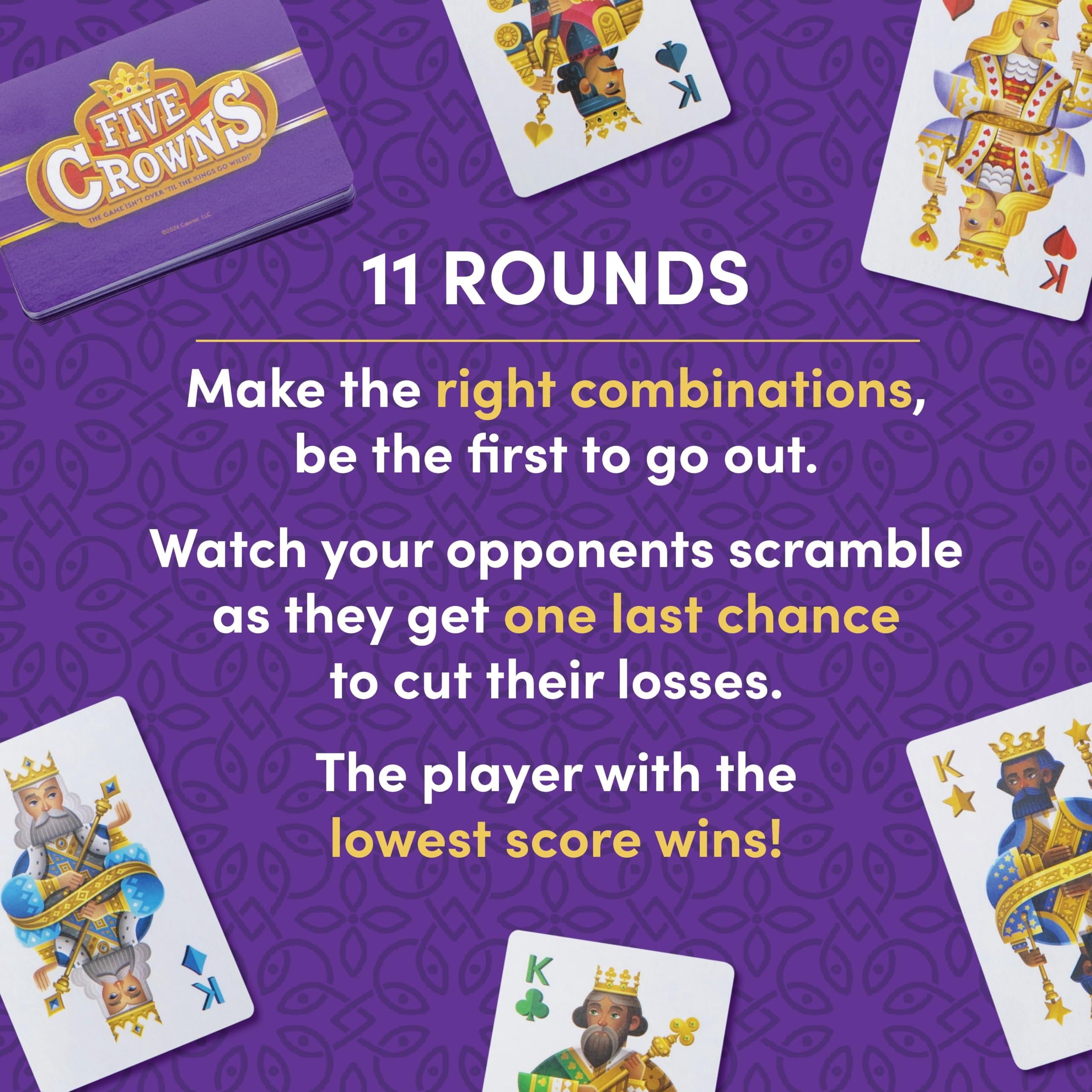 Five Crowns Travel Case Bundle, Cards, Scorecard Included Card Game for Kids and Adults, Family Game Night, The Game isnt Over Until the Kings Go Wild!, 5 Suited Rummy Style Card Game, Ages 8+