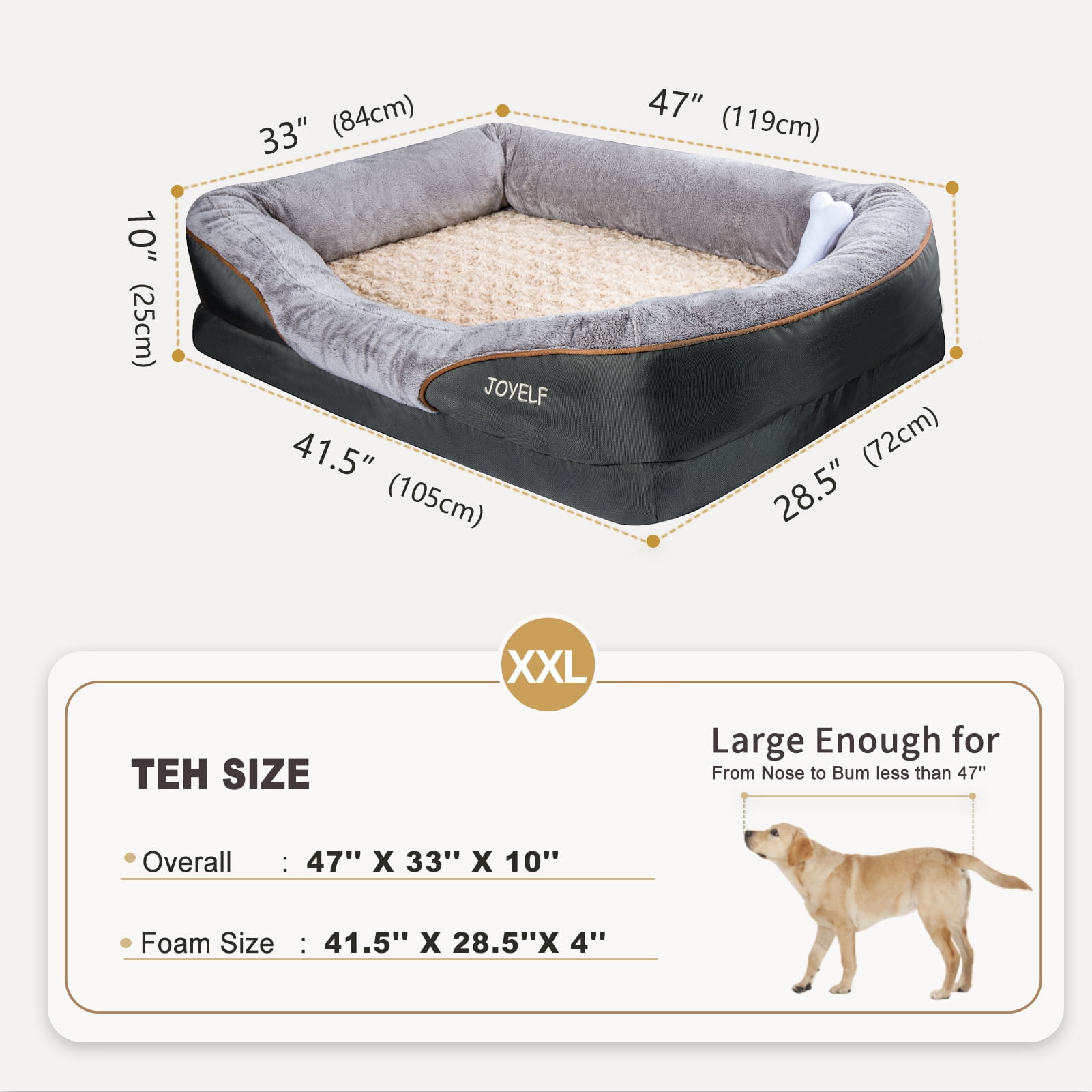 JOYELF XX-Large Memory Foam Dog Bed, Orthopedic Dog Bed & Sofa with Removable Washable Cover Dog Sleeper for Large Dogs
