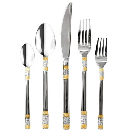 - Italian Collection 'Luxor' 20-Pc Premium Silverware Flatware Serving Set