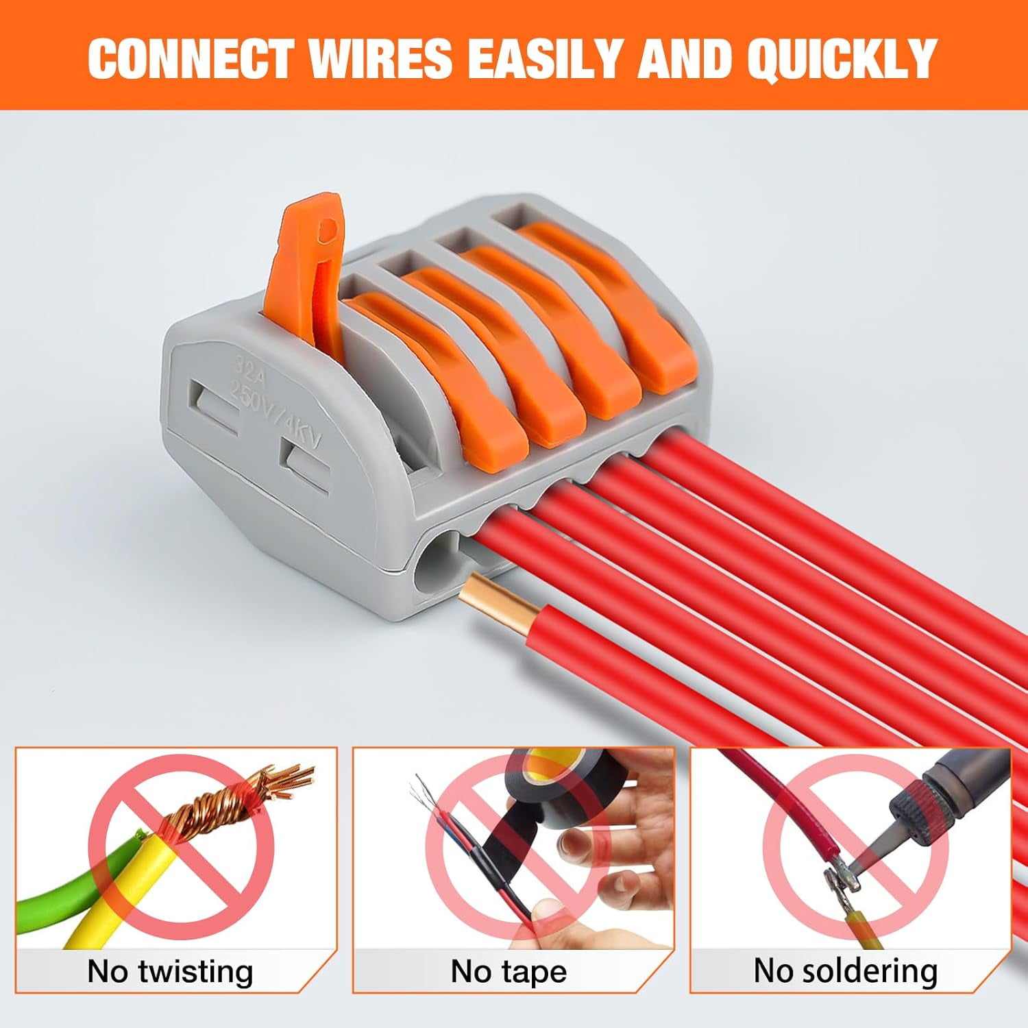 Nilight 115PCS Lever Wire Connectors Nuts Kit 28-12AWG Inline Electrical Terminal 2 3 4 5 Port Assortment Quick Disconnect Push in Wire Connectors for Solid Stranded Wiring Projects