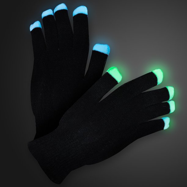 FlashingBlinkyLights Soft Black Light Show LED Gloves