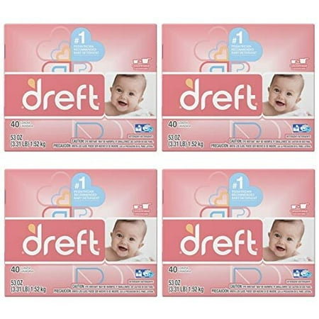 Dreft Baby Original Scent Powder Laundry Detergent 40 Loads, 53 oz (Pack of