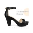 thumbnail image 4 of BLISSFUL STEP Platform Chunky Heel Sandals for Women Black 7, 4 of 7
