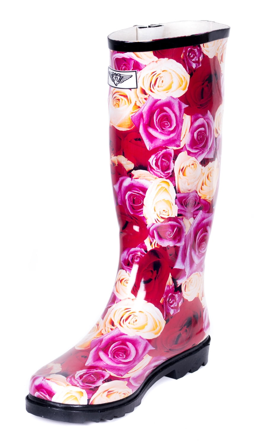 rose rain boots