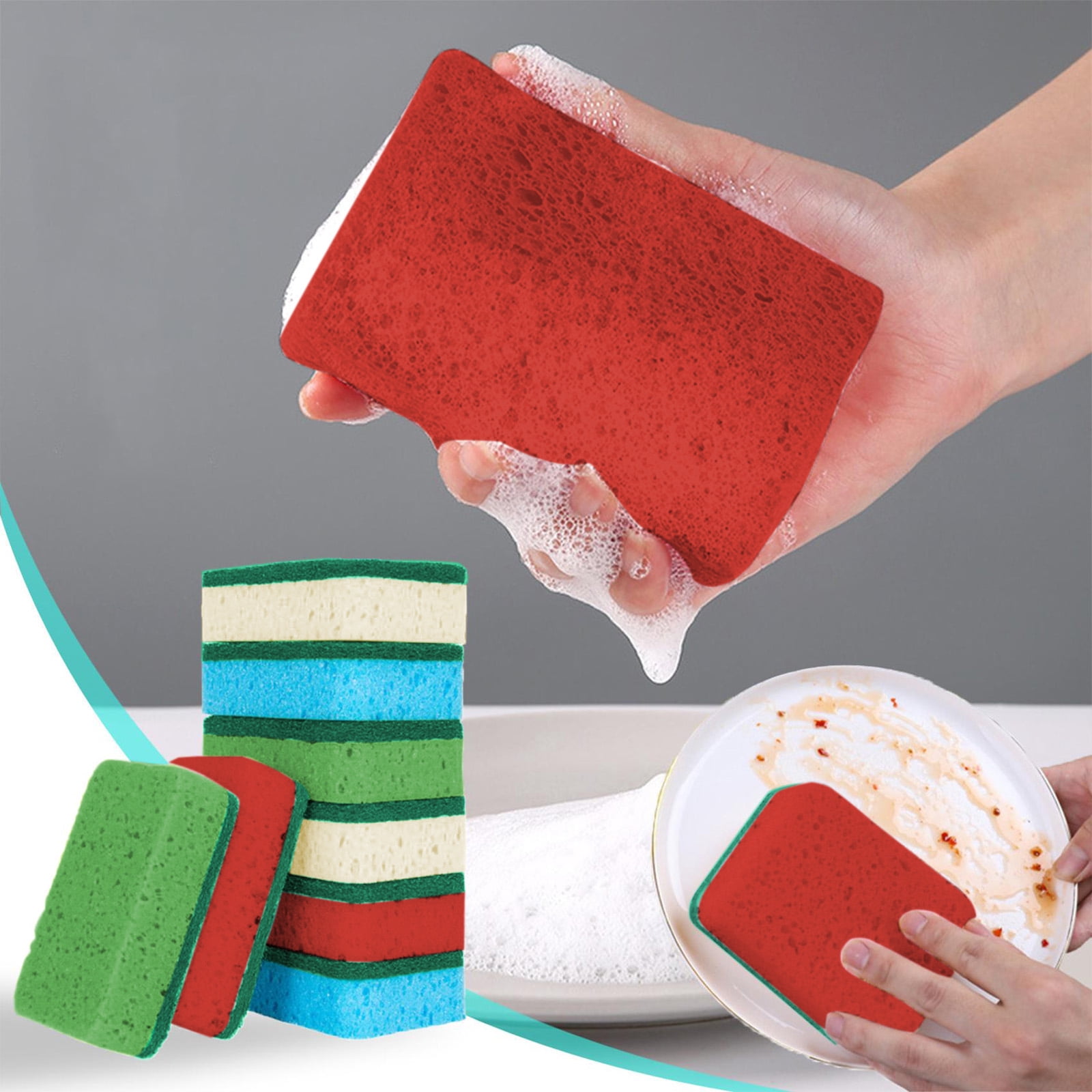 pstuiky Natural Wood Pulp Sponge Double-Sided Scrubber 8-Pack Kitchen Cleaning Sponge Block Dishwashing Tool Kitchen Bathroom Sink Use